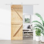 vidaXL Ușă glisantă cu set de feronerie 70x210 cm, lemn masiv de pin vidaXL Ușă glisantă cu set de feronerie 70x210 cm, lemn masiv de pin