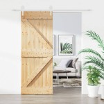 vidaXL Ușă glisantă cu set de feronerie 85x210 cm, lemn masiv de pin vidaXL Ușă glisantă cu set de feronerie 85x210 cm, lemn masiv de pin