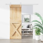 vidaXL Ușă glisantă cu set de feronerie 80x210 cm, lemn masiv de pin vidaXL Ușă glisantă cu set de feronerie 80x210 cm, lemn masiv de pin