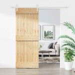 vidaXL Ușă glisantă cu set de feronerie 80x210 cm, lemn masiv de pin vidaXL Ușă glisantă cu set de feronerie 80x210 cm, lemn masiv de pin