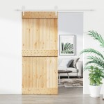 vidaXL Ușă glisantă cu set feronerie, 90x210 cm, lemn masiv de pin vidaXL Ușă glisantă cu set feronerie, 90x210 cm, lemn masiv de pin