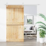 vidaXL Ușă glisantă cu set feronerie, 100x210 cm, lemn masiv de pin vidaXL Ușă glisantă cu set feronerie, 100x210 cm, lemn masiv de pin