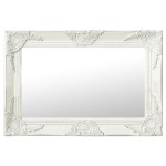 vidaXL Oglindă de perete în stil baroc, alb, 60 x 40 cm vidaXL Oglindă de perete în stil baroc, alb, 60 x 40 cm