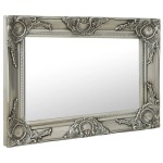 vidaXL Oglindă de perete în stil baroc, argintiu, 60 x 40 cm vidaXL Oglindă de perete în stil baroc, argintiu, 60 x 40 cm