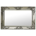 vidaXL Oglindă de perete în stil baroc, argintiu, 60 x 40 cm vidaXL Oglindă de perete în stil baroc, argintiu, 60 x 40 cm