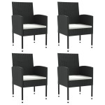 vidaXL Set mobilier de grădină, 5 piese, negru, poliratan și oțel