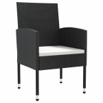 vidaXL Set mobilier de grădină, 5 piese, negru, poliratan și oțel