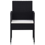vidaXL Set mobilier de grădină, 5 piese, negru, poliratan și oțel