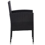 vidaXL Set mobilier de grădină, 5 piese, negru, poliratan și oțel