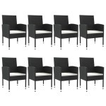 vidaXL Set mobilier de grădină, 9 piese, negru, poliratan și oțel vidaXL Set mobilier de grădină, 9 piese, negru, poliratan și oțel