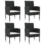 vidaXL Set mobilier de grădină, 5 piese, negru, poliratan și oțel