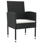 vidaXL Set mobilier de grădină, 5 piese, negru, poliratan și oțel