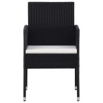 vidaXL Set mobilier de grădină, 5 piese, negru, poliratan și oțel