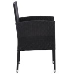 vidaXL Set mobilier de grădină, 5 piese, negru, poliratan și oțel