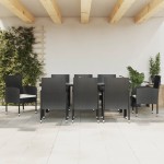 vidaXL Set mobilier de grădină, 9 piese, negru, poliratan și oțel vidaXL Set mobilier de grădină, 9 piese, negru, poliratan și oțel