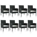 vidaXL Set mobilier de grădină, 9 piese, negru, poliratan și oțel vidaXL Set mobilier de grădină, 9 piese, negru, poliratan și oțel