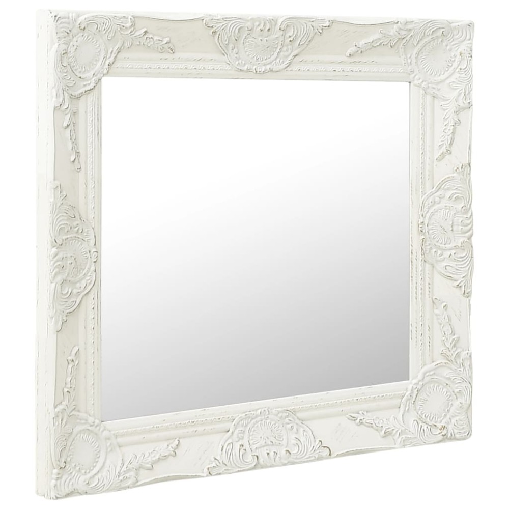 vidaXL Oglindă de perete în stil baroc, alb, 60 x 60 cm