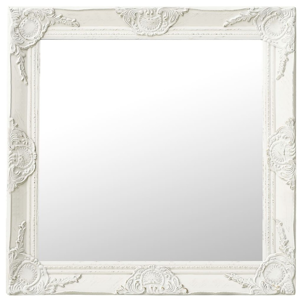 vidaXL Oglindă de perete în stil baroc, alb, 60 x 60 cm