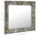 vidaXL Oglindă de perete în stil baroc, argintiu, 60 x 60 cm vidaXL Oglindă de perete în stil baroc, argintiu, 60 x 60 cm
