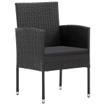 vidaXL Set mobilier de grădină, 5 piese, negru, poliratan și oțel