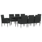 vidaXL Set mobilier de grădină, 9 piese, negru, poliratan și oțel vidaXL Set mobilier de grădină, 9 piese, negru, poliratan și oțel