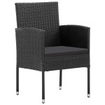 vidaXL Set mobilier de grădină, 5 piese, negru, poliratan și oțel