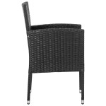 vidaXL Set mobilier de grădină, 5 piese, negru, poliratan și oțel