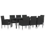 vidaXL Set mobilier de grădină, 9 piese, negru, poliratan și oțel vidaXL Set mobilier de grădină, 9 piese, negru, poliratan și oțel