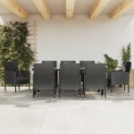 vidaXL Set mobilier de grădină, 9 piese, negru, poliratan și oțel vidaXL Set mobilier de grădină, 9 piese, negru, poliratan și oțel