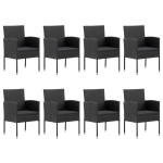 vidaXL Set mobilier de grădină, 9 piese, negru, poliratan și oțel vidaXL Set mobilier de grădină, 9 piese, negru, poliratan și oțel