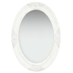 vidaXL Oglindă de perete în stil baroc, alb, 50 x 70 cm vidaXL Oglindă de perete în stil baroc, alb, 50 x 70 cm