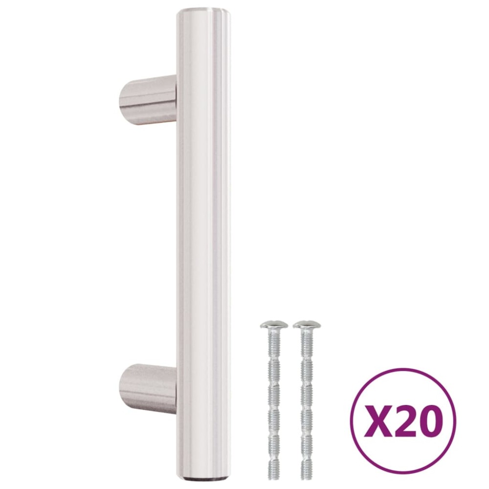 vidaXL Mânere de dulap, 20 buc., argintiu, 64 mm, oțel inoxidabil