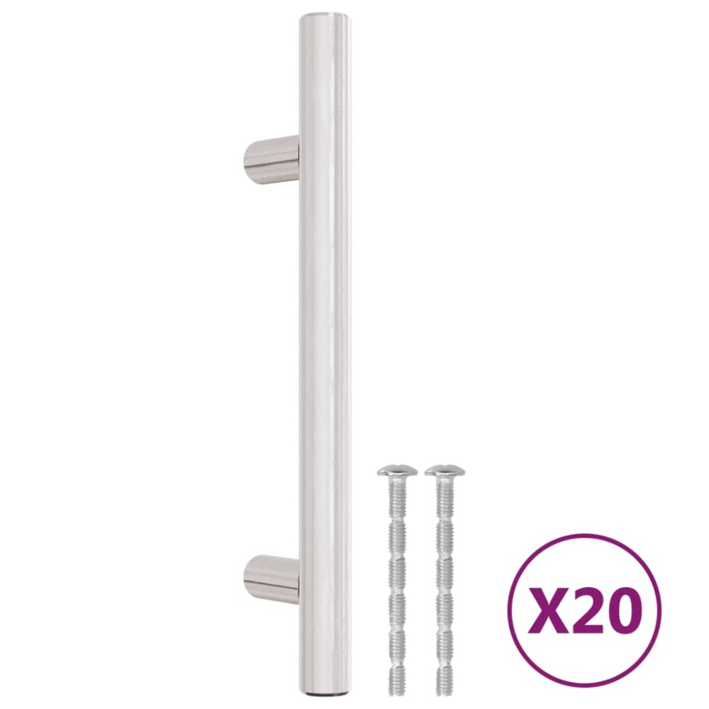 vidaXL Mânere de dulap, 20 buc., argintiu, 96 mm, oțel inoxidabil