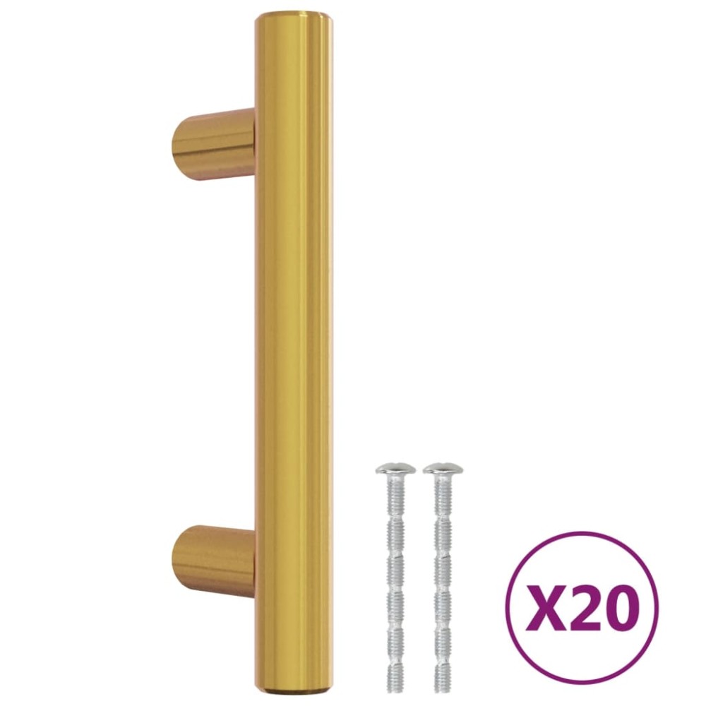 vidaXL Mânere de dulap, 20 buc., auriu, 64 mm, oțel inoxidabil