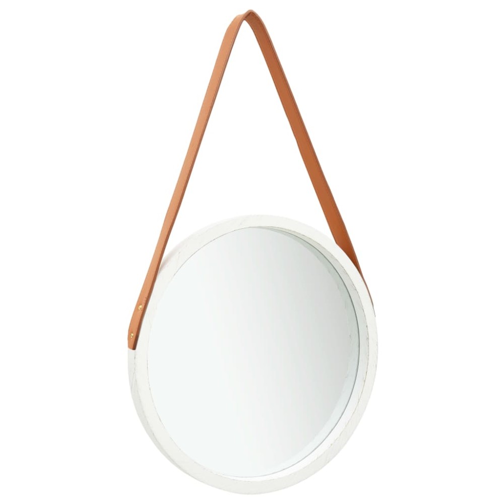 vidaXL Oglindă de perete cu o curea, 40 cm, alb