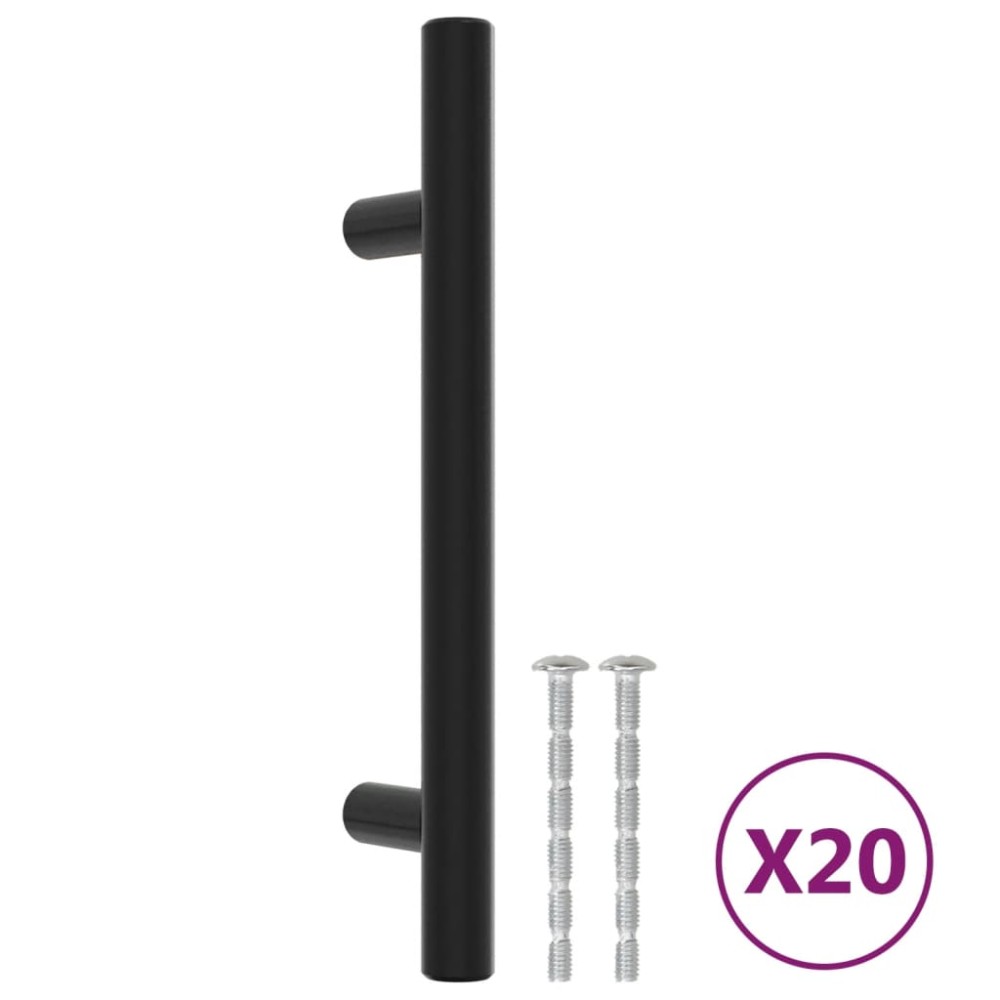vidaXL Mânere de dulap, 20 buc., negru, 96 mm, oțel inoxidabil
