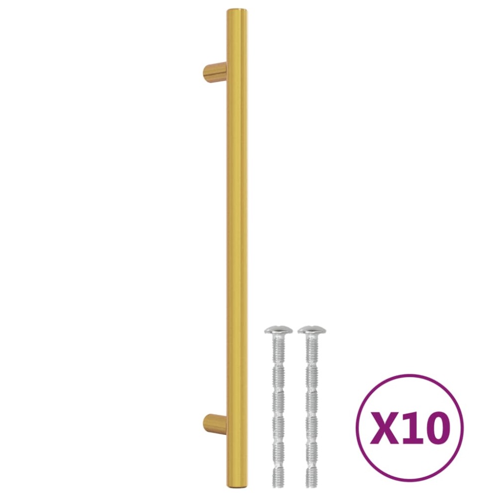 vidaXL Mânere de dulap, 10 buc., auriu, 192 mm, oțel inoxidabil