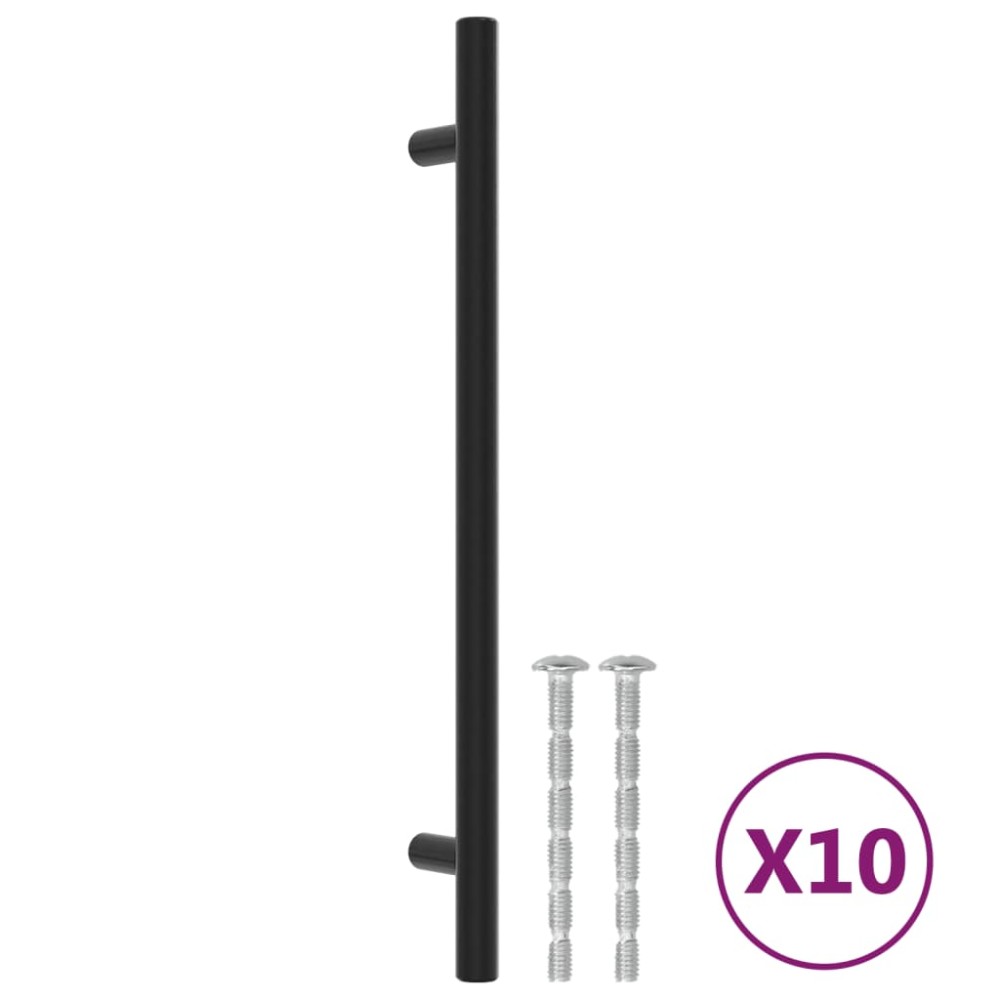 vidaXL Mânere de dulap, 10 buc., negru, 192 mm, oțel inoxidabil