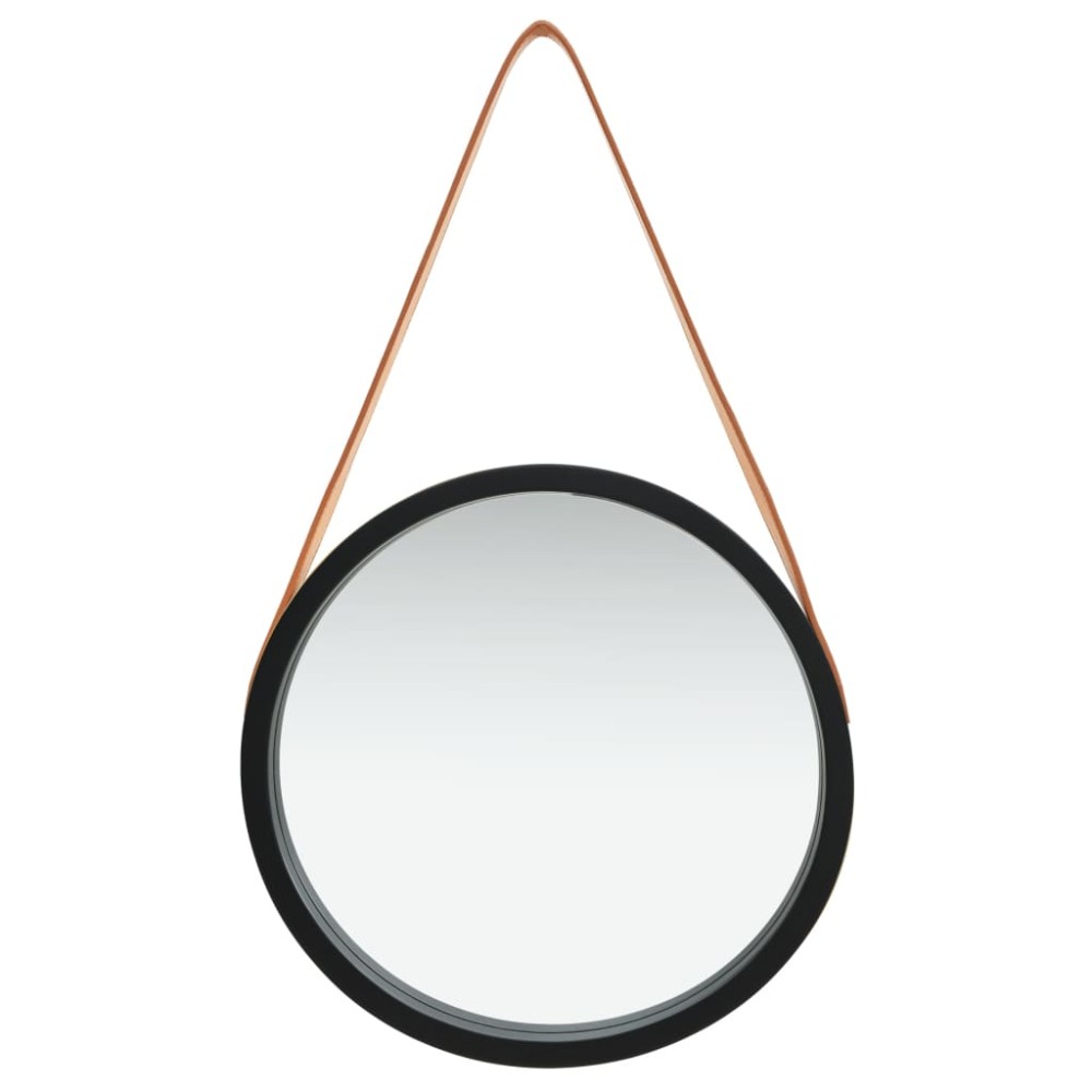 vidaXL Oglindă de perete cu o curea, 40 cm, negru