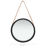 vidaXL Oglindă de perete cu o curea, 40 cm, negru