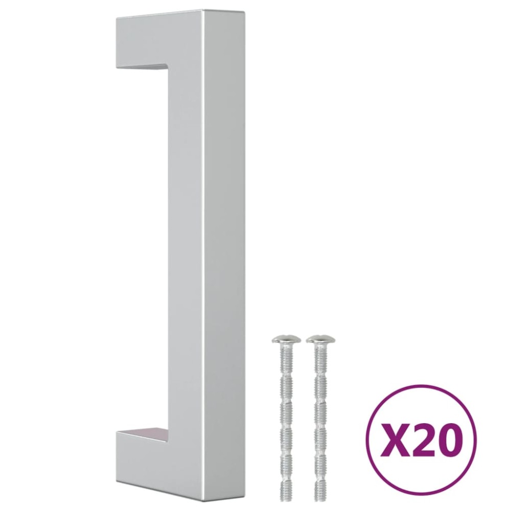 vidaXL Mânere de dulap, 20 buc., argintiu, 96 mm, oțel inoxidabil