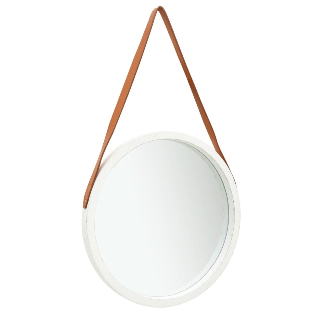 vidaXL Oglindă de perete cu o curea, 50 cm, alb