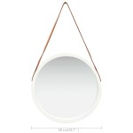 vidaXL Oglindă de perete cu o curea, 50 cm, alb vidaXL Oglindă de perete cu o curea, 50 cm, alb