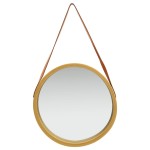 vidaXL Oglindă de perete cu o curea, 50 cm, auriu vidaXL Oglindă de perete cu o curea, 50 cm, auriu