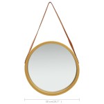 vidaXL Oglindă de perete cu o curea, 50 cm, auriu vidaXL Oglindă de perete cu o curea, 50 cm, auriu