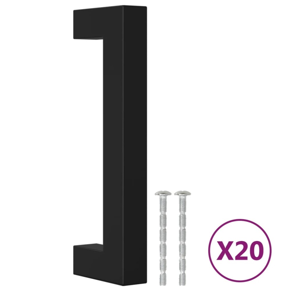 vidaXL Mânere de dulap, 20 buc., negru, 96 mm, oțel inoxidabil