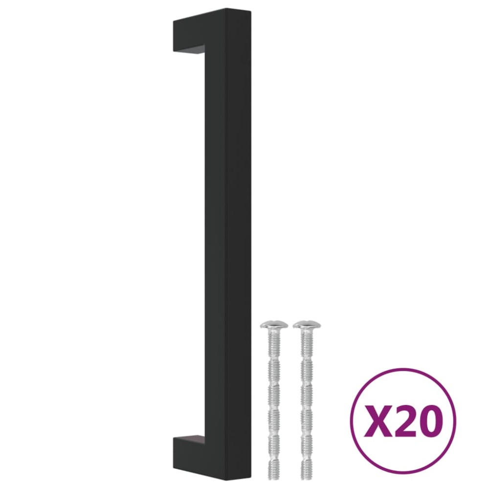 vidaXL Mânere de dulap, 20 buc., negru, 160 mm, oțel inoxidabil