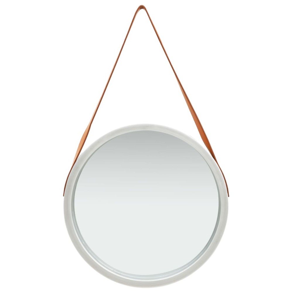 vidaXL Oglindă de perete cu o curea, 50 cm, argintiu
