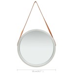 vidaXL Oglindă de perete cu o curea, 50 cm, argintiu vidaXL Oglindă de perete cu o curea, 50 cm, argintiu