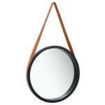 vidaXL Oglindă de perete cu o curea, 50 cm, negru vidaXL Oglindă de perete cu o curea, 50 cm, negru